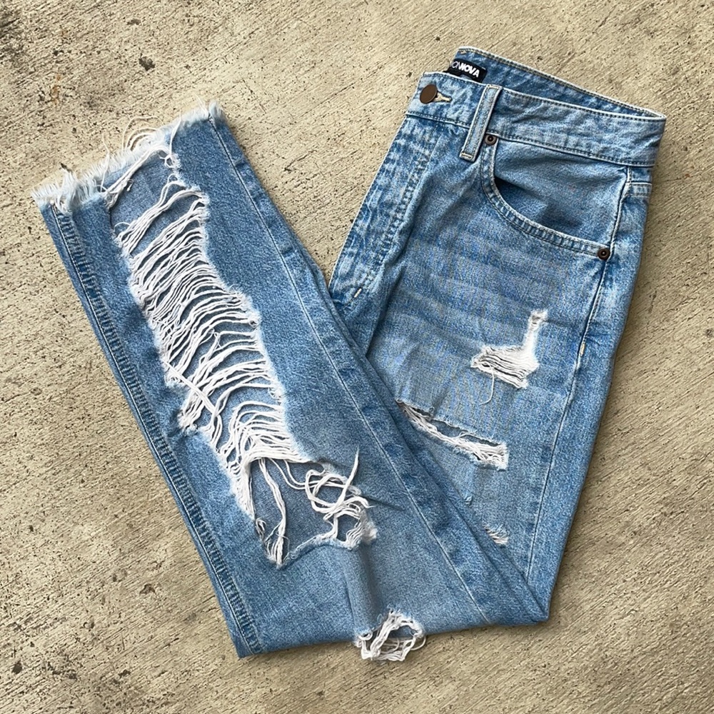 Fashion Nova Destroyed Straight Leg Jeans
